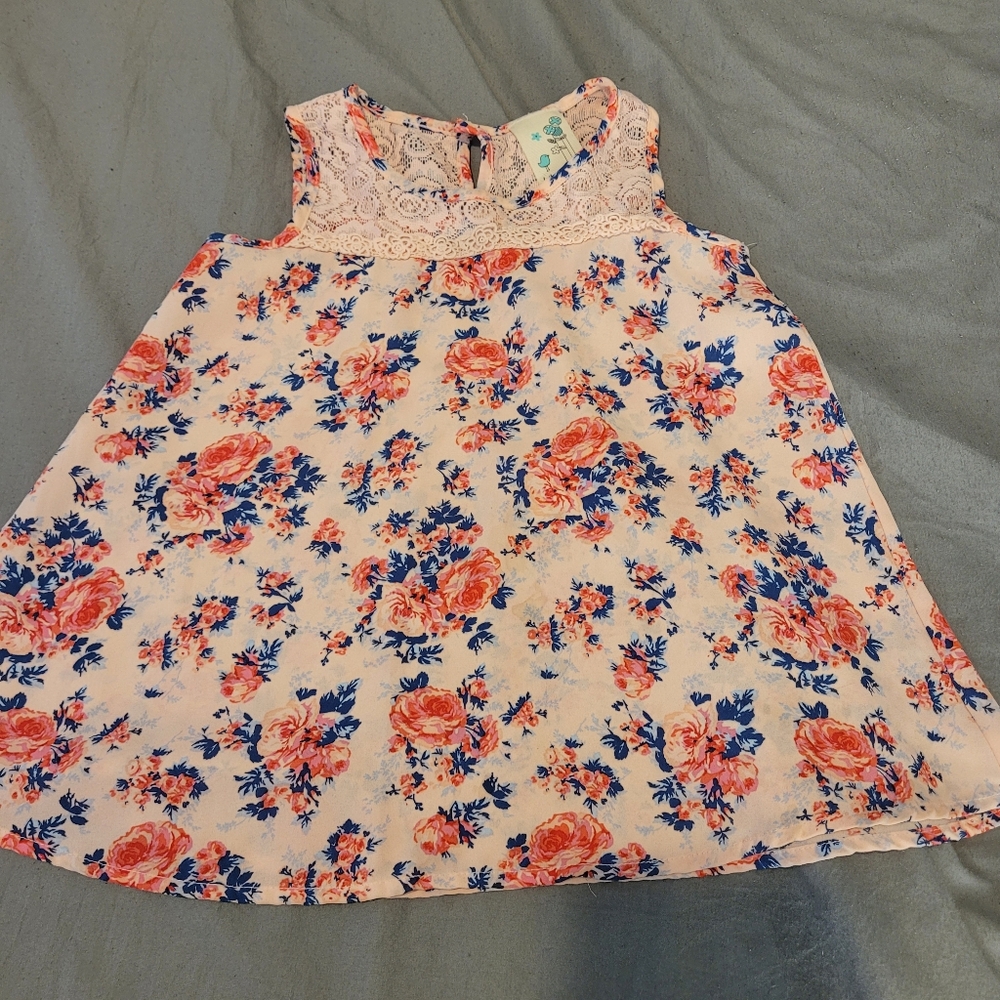 Lily Bleu Pink and Blue‎ Floral Lace Blouse